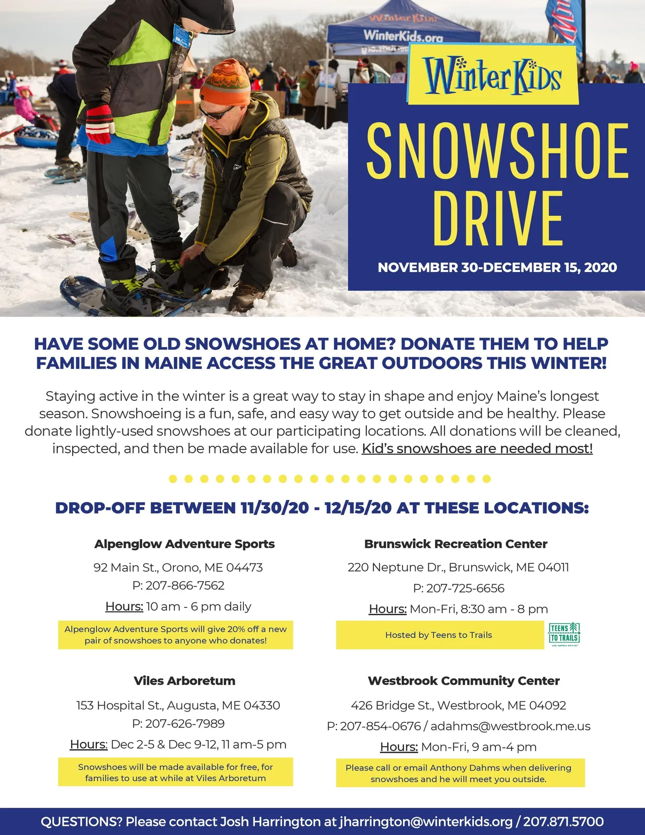 Ski and Snowshoe Rentals and Charitable Drive at Viles Arboretum